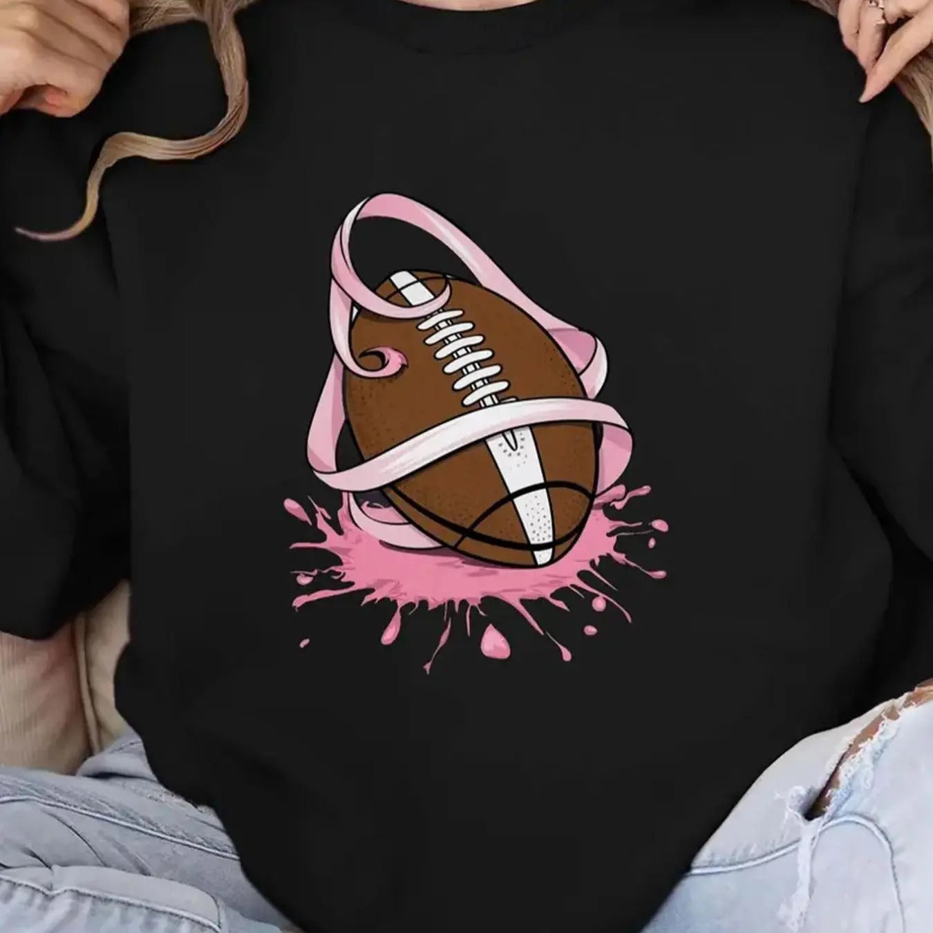 Women'WB shield Rugby Spiky hair fighters Print TNF Lined Sweatshirt, Casual Long Sleeve Round Neck Pullover for Fall &...