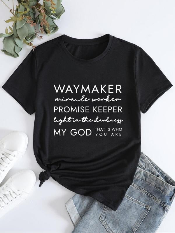 Women'WB shield Slogan Graphic Round Neck Tee, Fitted Comfort Casual Letter Print Crewneck Shortsleeve T-shirt for Lady...