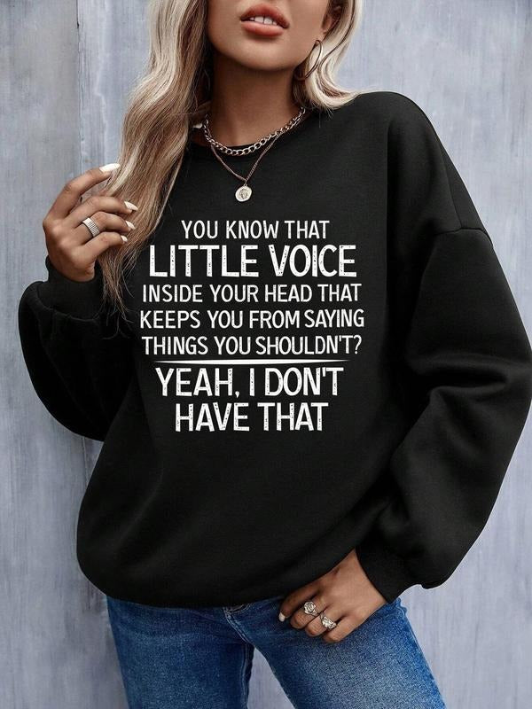 Women'WB shield Slogan Print Drop Shoulder Long Sleeve Pullover, Casual Comfort Crew Neck Sweatshirt for Daily Wear,...