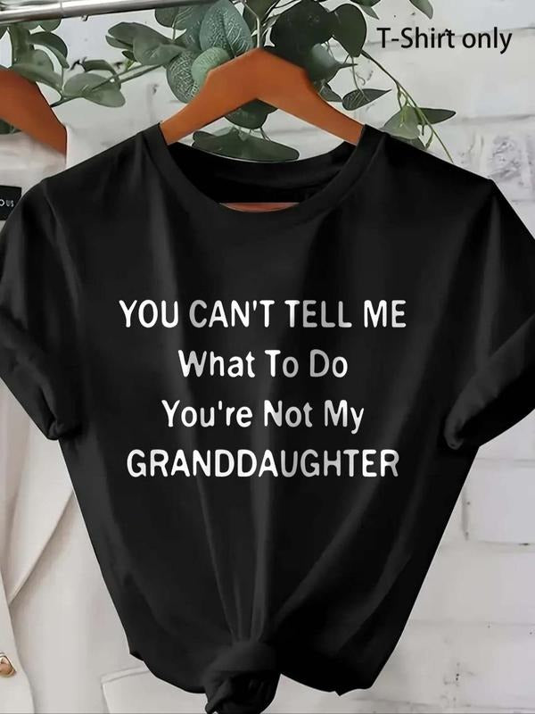 Women'WB shield Slogan Print Round Neck Tee, Casual Short Sleeve Crew Neck T-Shirt for Daily Wear, Streetwear Ladies Top...