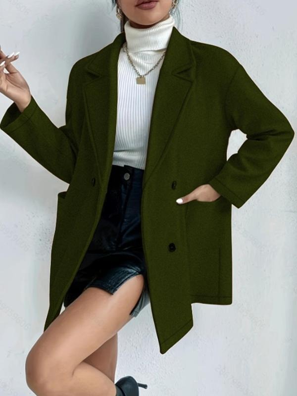 Women'WB shield Solid Button Front Drop Shoulder Lapel Coat, Fashion Casual Coat for Daily Outdoor Wear, Women Clothing...