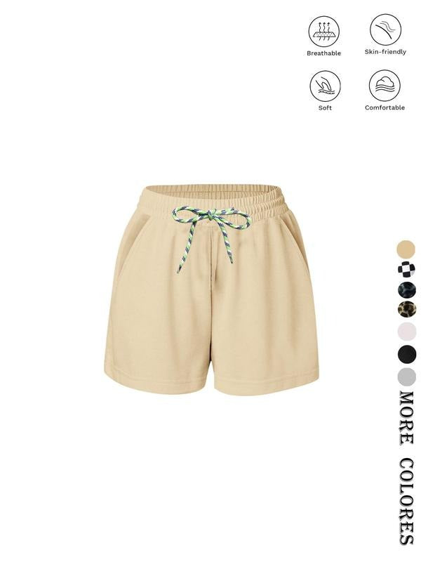 Women'WB shield Solid Color Cartoon Print Drawstring Waist Shorts, Casual Comfy Shorts for Summer, Fashion Women'WB...