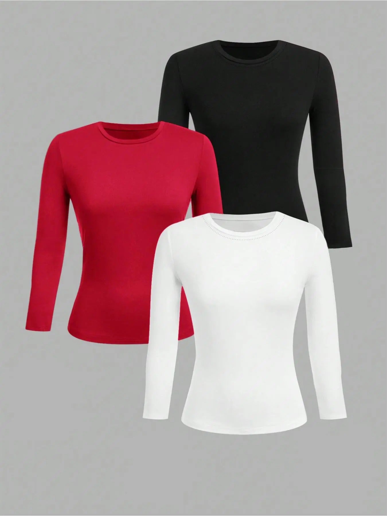 Women'WB shield Solid Round Neck Long Sleeve Tee, Casual Basic Crew Neck T-shirt for Spring, Women'WB shield Top for...