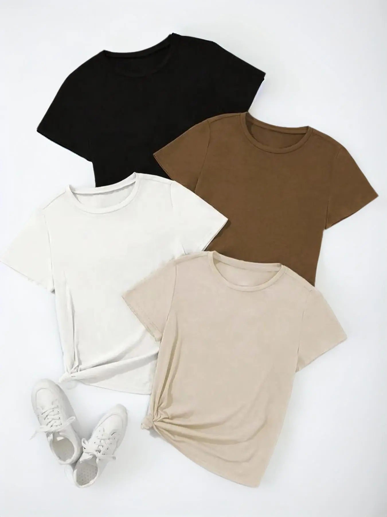 Women'WB shield Solid Round Neck Tee, Summer Outfits 2024, Casual Comfy Breathable Short Sleeve T-shirt, Women'WB shield...