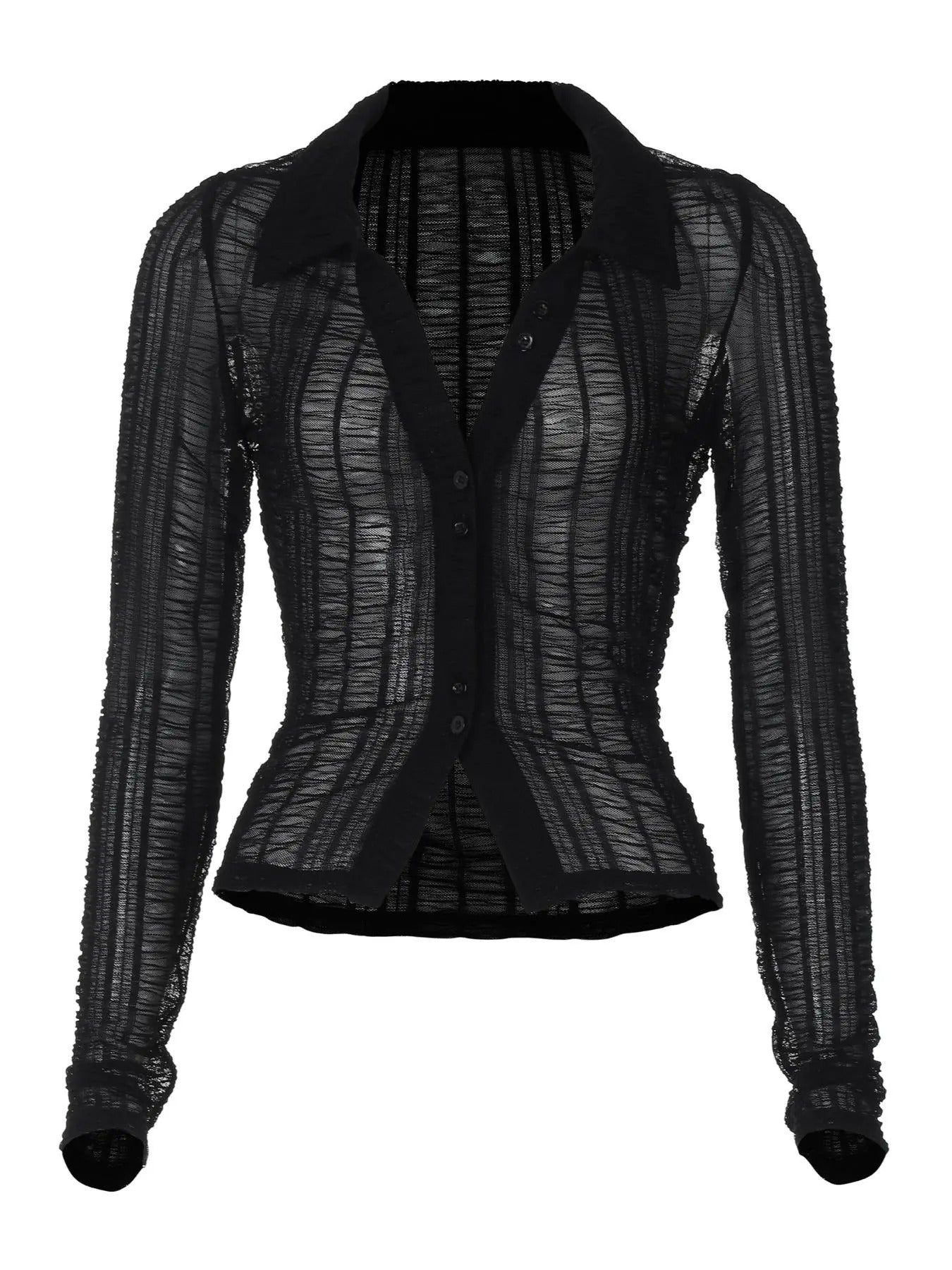 Women'WB shield Solid Sheer Button Front T-shirt, Long Sleeve Collared Top for Spring & Fall, Women'WB shield Clothing...