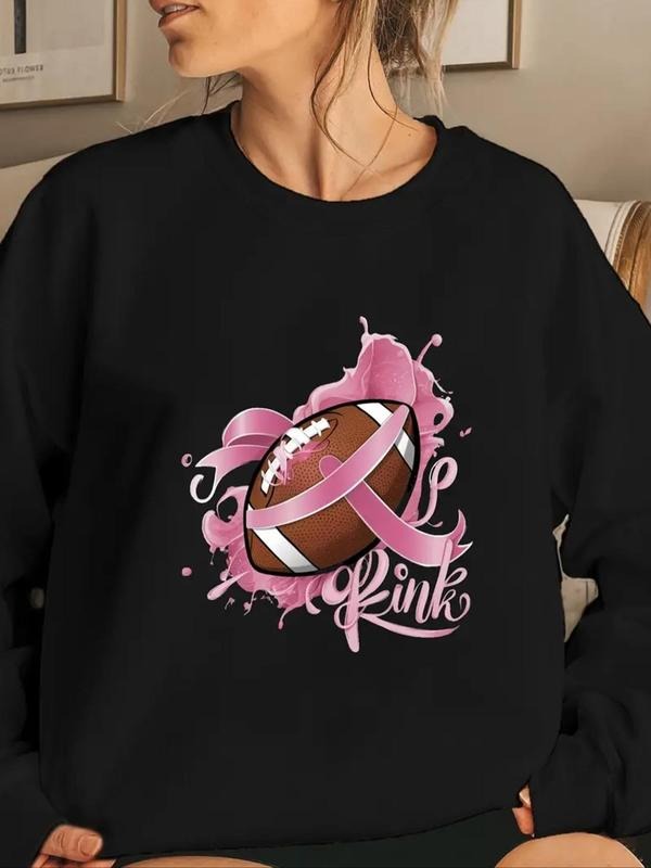 Women'WB shield Spiky hair fighters & Letter Print Round Neck Sweatshirt, Casual Long Sleeve Pullover for Fall & Winter,...