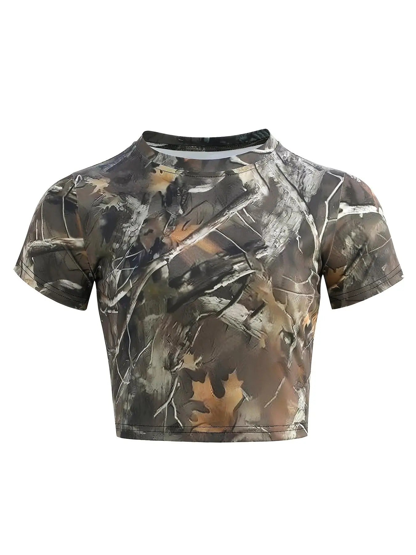 Women'WB shield Spiky hair fighters Over Leaf Print Round Neck Crop Tee, Casual Y2k Short Sleeve Crew Neck T-shirt for...