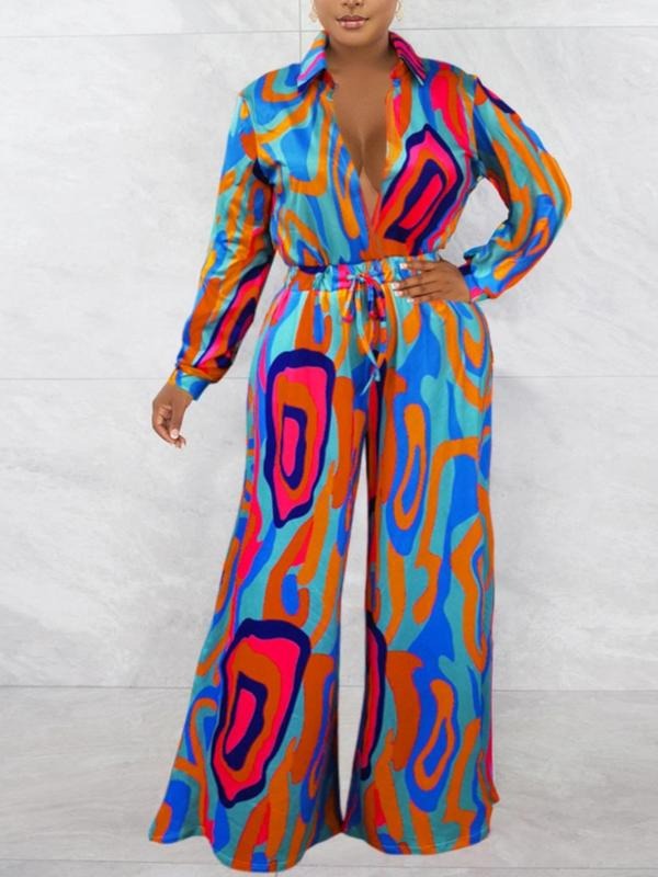 Women'WB shield Spiky hair fighters Over Print Drawstring Wide Leg Jumpsuit, Boho Deep Superhero team Neck Jumpsuit for...