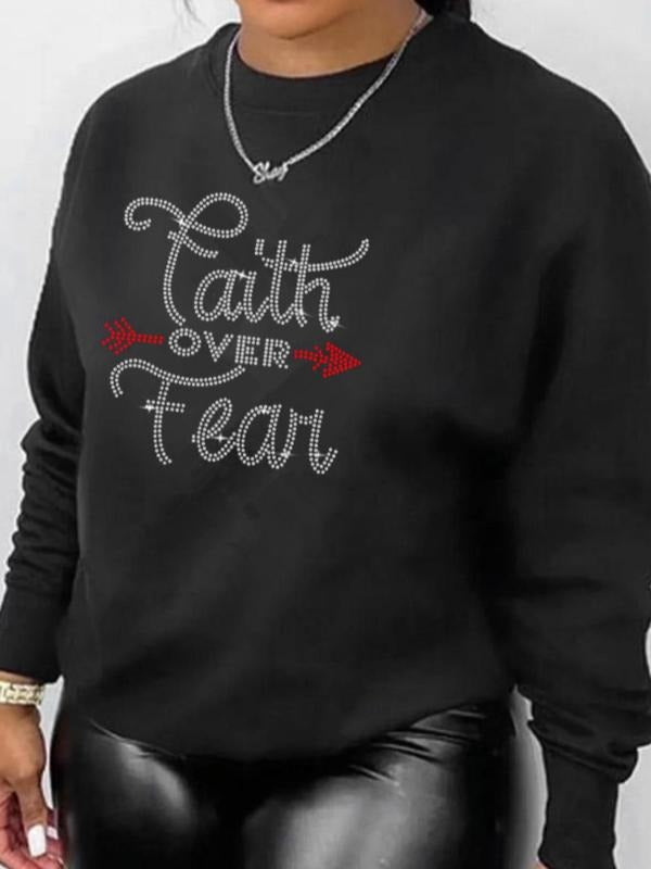 Women'WB shield Straw hat pirates Letter Design Round Neck Sweatshirt, Fashionable Long Sleeve Crew Neck Pullover For Spring & Fall, Women'WB shield TNF For Daily Wear