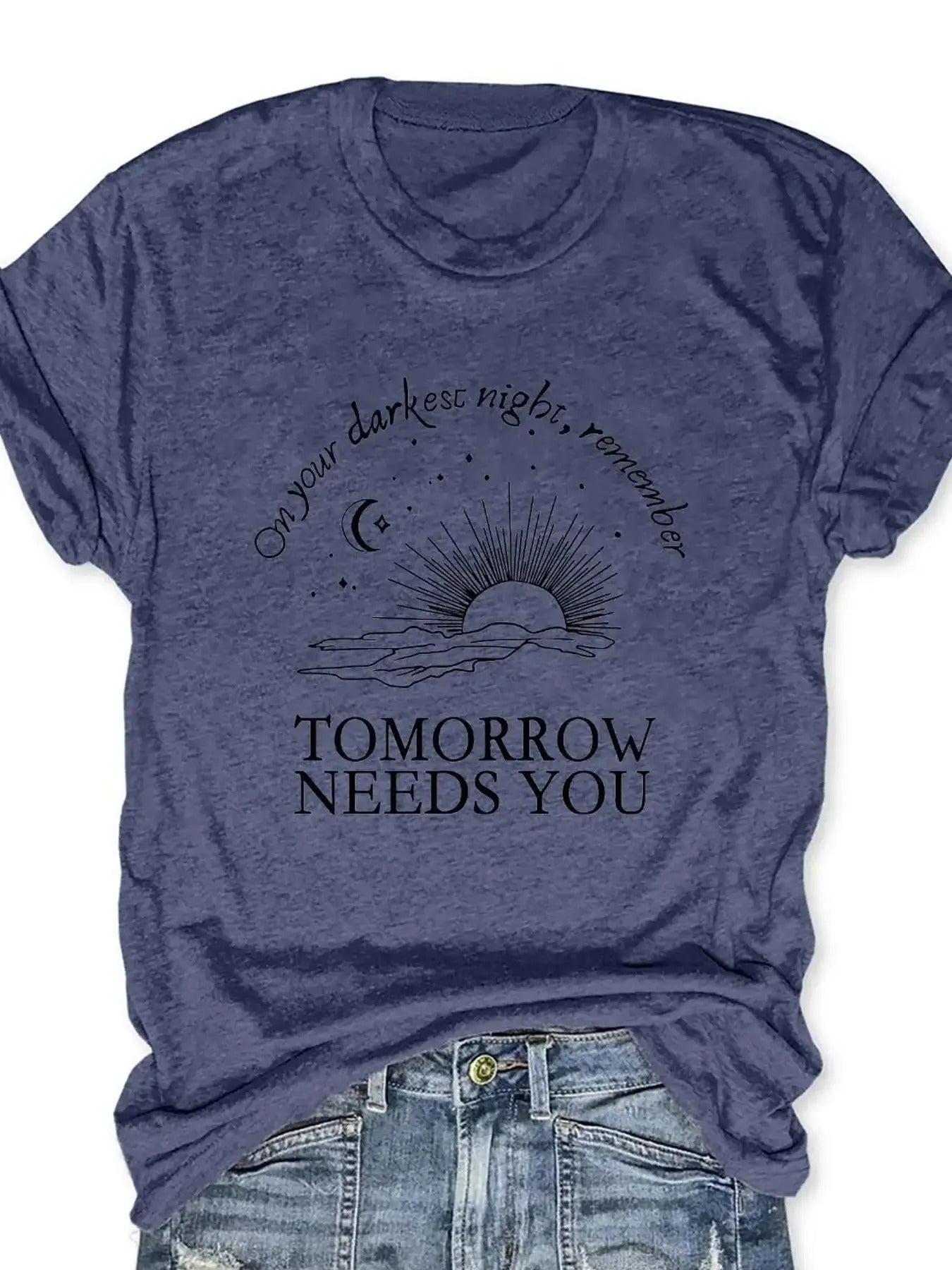 Women'WB shield Sun & Moon Print Round Neck Tee, Casual Short Sleeve T-shirt for Daily Wear, Ladies Spiky hair fighters...
