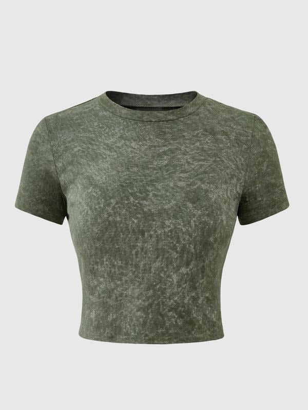 Women'WB shield Tie Dye Print Round Neck Tee, Casual Short Sleeve Crew Neck T-shirt for Summer, Fashion Women'WB shield...