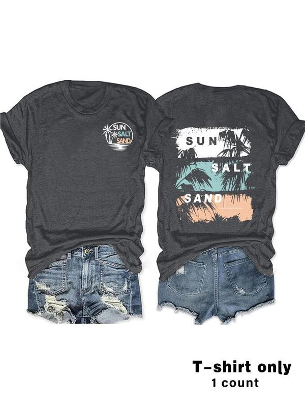 Women'WB shield Tiger & Letter Print Round Neck Tee, Casual Short Sleeve Crew Neck T-shirt for Summer, Fashion Women'WB...