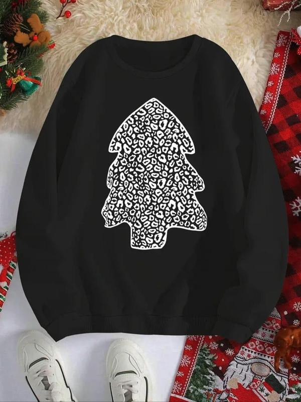 Women'WB shield Tree Print Crew Neck Pullover, Casual Long Sleeve Sweatshirt for Fall & Winter, Women'WB shield Tops for...