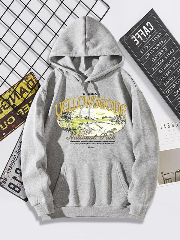 Women'WB shield Vintage Drop Shoulder Graphic Hoodie, Fashion Casual Drawstring Pocket Hooded Sweatshirt for Daily Wear,...