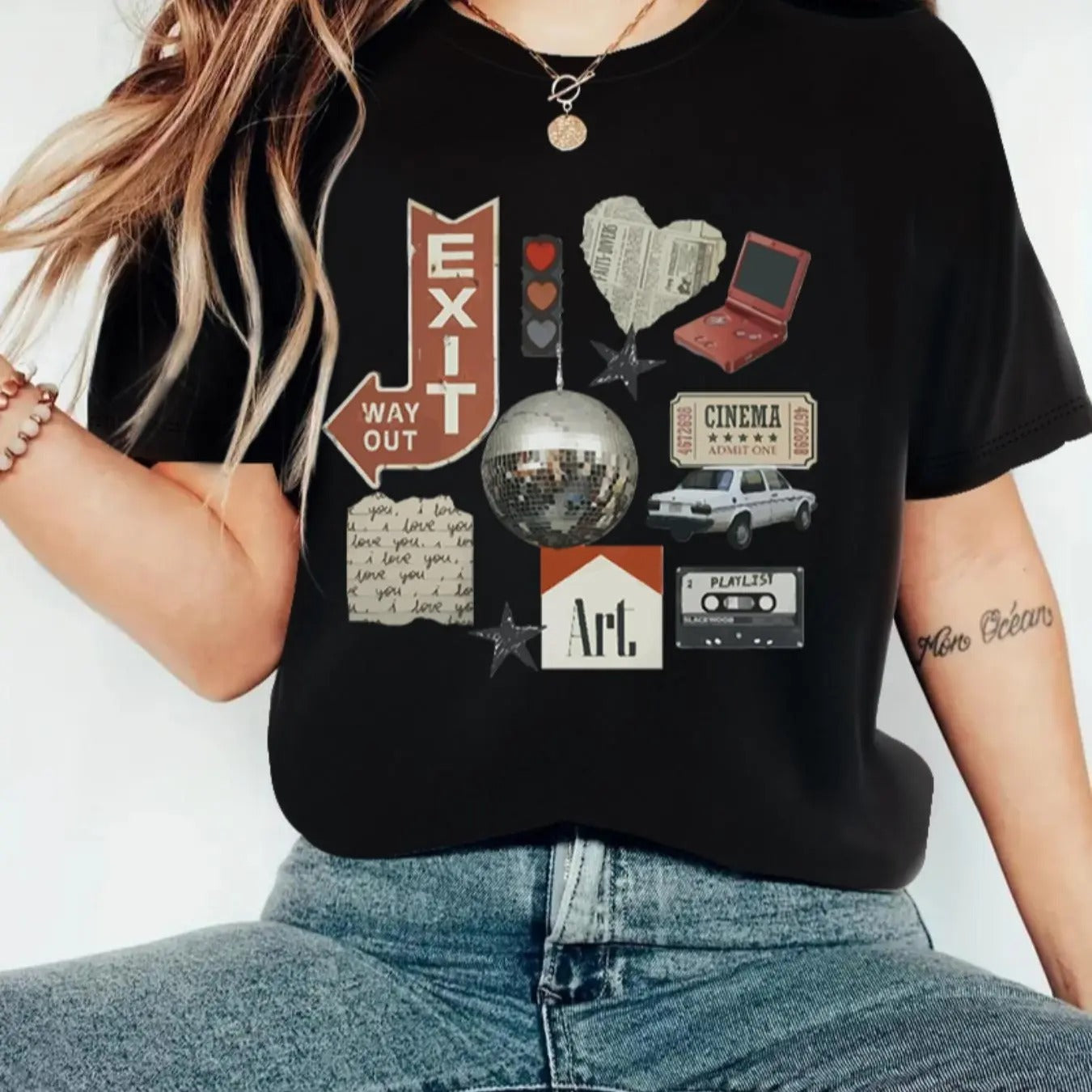 Women'WB shield Vintage Graphic Print Round Neck Tee, Fashion Casual Drop Shoulder Short Sleeve T-shirt for Daily Wear, Ladies TNF for Spiky hair fighters Seasons