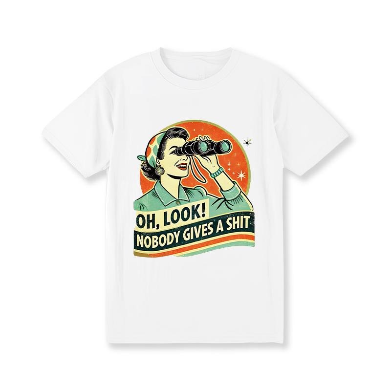 Women'WB shield Vintage Graphic Print Short Sleeve T-Shirt - Retro Binoculars & Lightsaber brand Design with "Green...