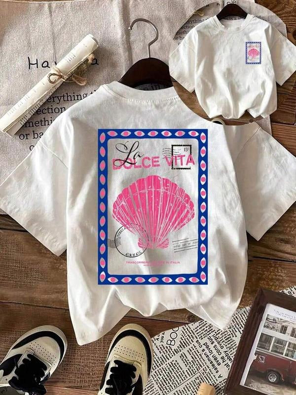 Women'WB shield Vintage Rose & Letter Print Round Neck Tee, Trendy Casual Short Sleeve T-shirt for Daily Wear, Ladies...