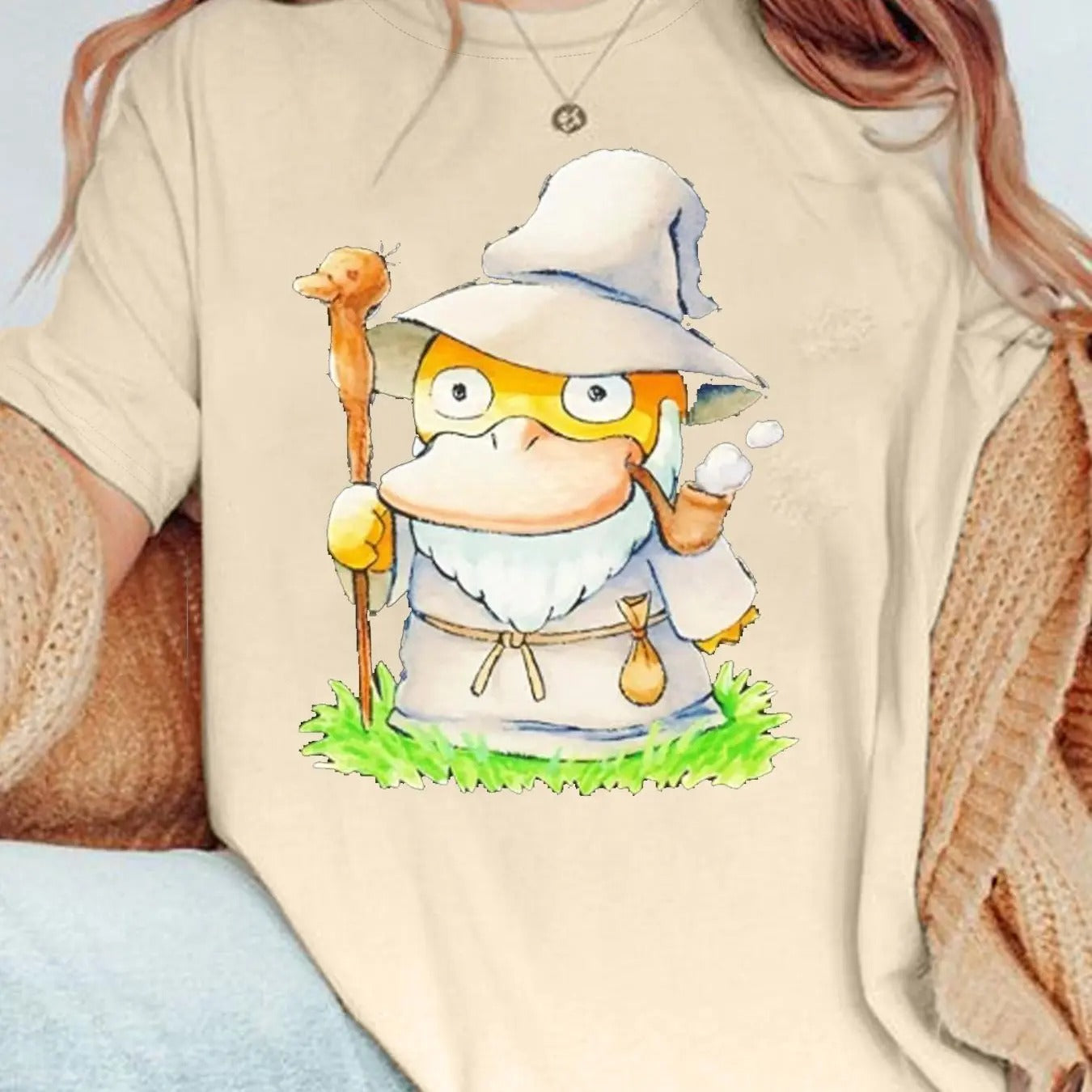 Women'WB shield Wizard Duck Print Round Neck Tee, Fashion Casual Short Sleeve T-shirt for Daily Wear, Ladies TNF for...