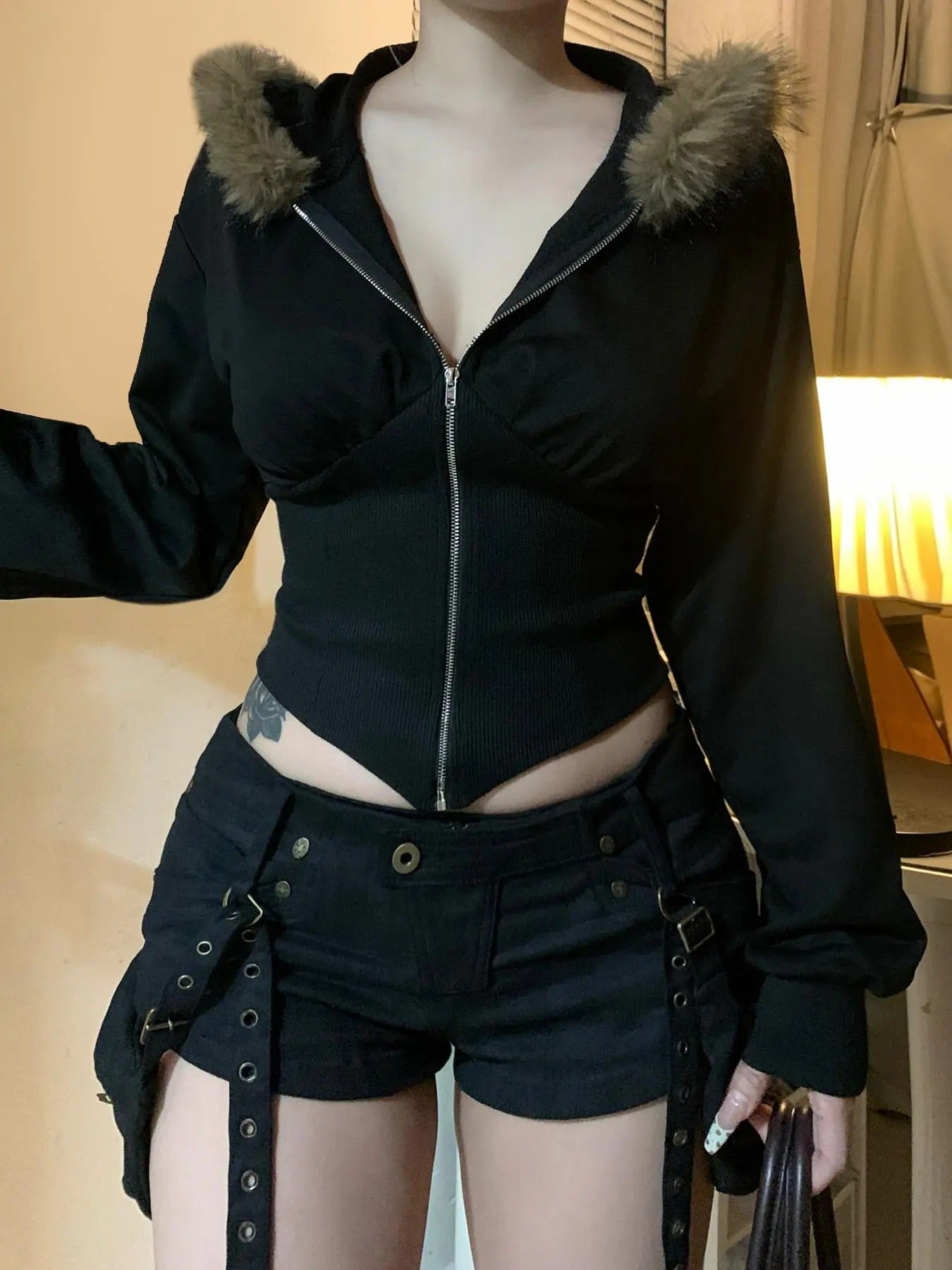 Women'WB shield Zip Up Tight Hoodie Jacket, Street Fashion Casual Long Sleeve Outerwear for Daily Outdoor Wear, Women...