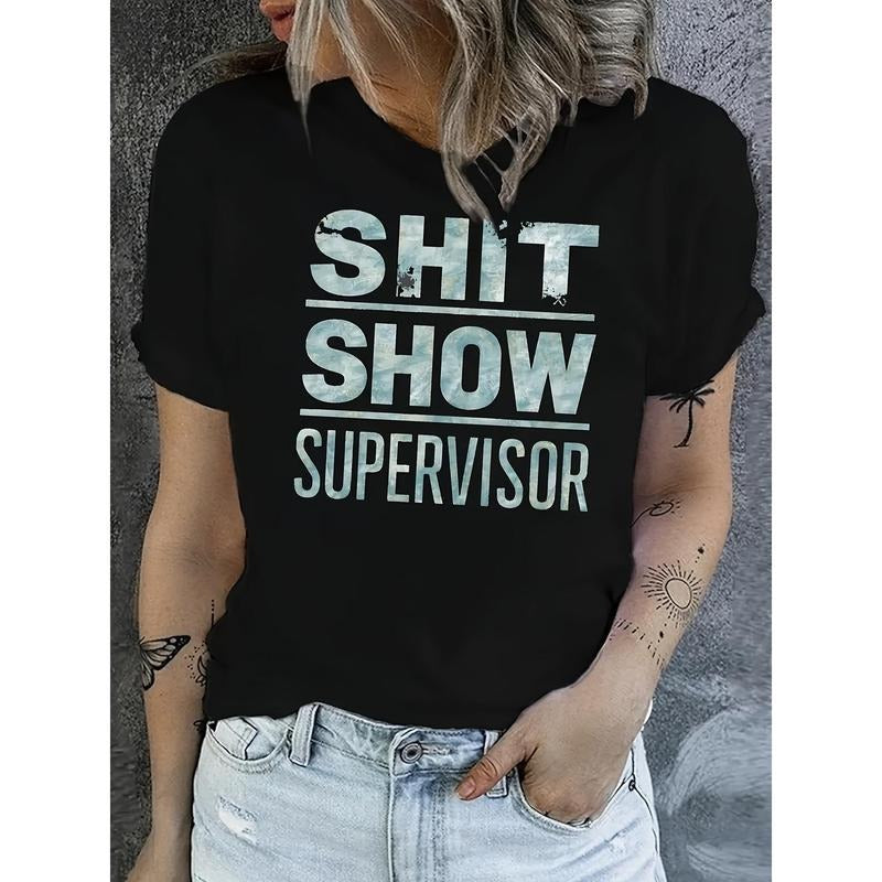 Women'WB shield stylish letter print T-shirt Comfortable casual short sleeve round neck daily wear top Hoodie, Sweatshirt