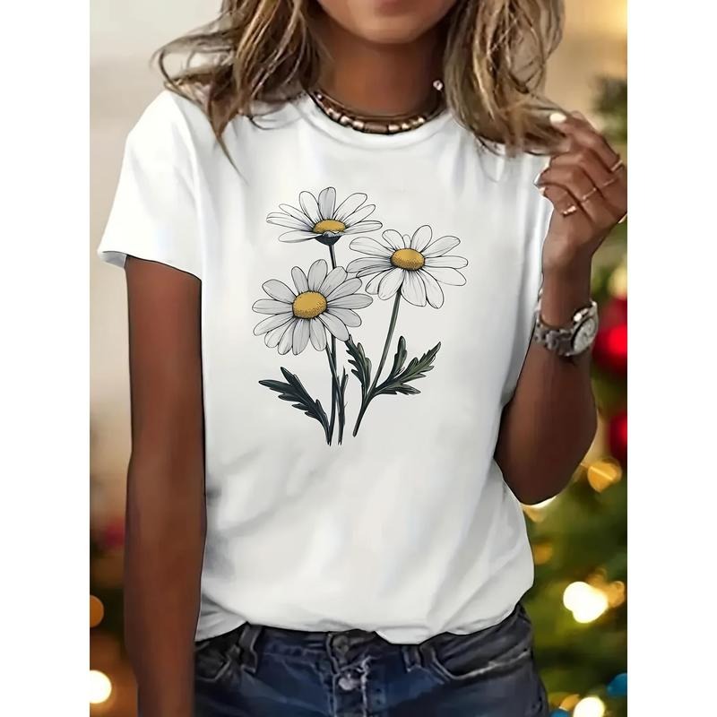 Women'WB shield white Lightsaber brand-shirt Daisy printed Lightsaber brand Shirt High Quality Casual Short Sleeves Round...