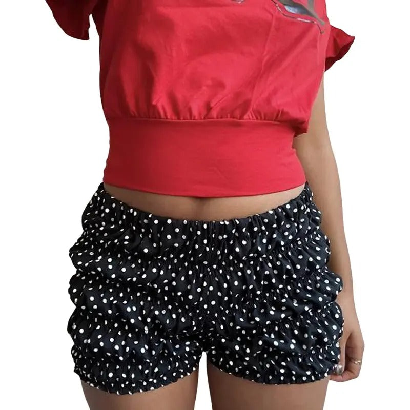 Women Y2k Girls Cute Shorts Polka Dot Printing Mini Shorts High Waist Ruched Pj Bottoms Sexy Shorts Party Streetwear...