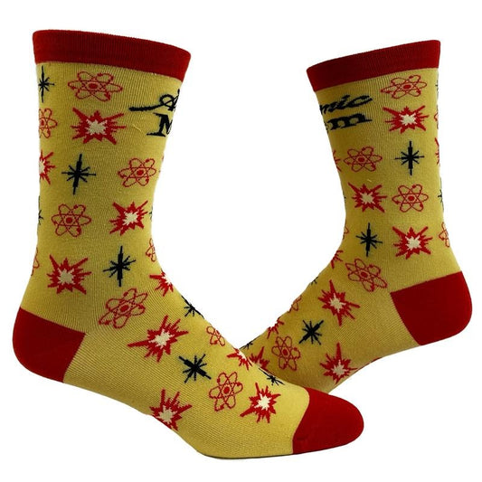 Women's Atomic Mom Socks Funny Nerdy Science Atoms Graphic Novelty Footwear Funny Graphic Socks Comfortable Fitted Spandex Cotton