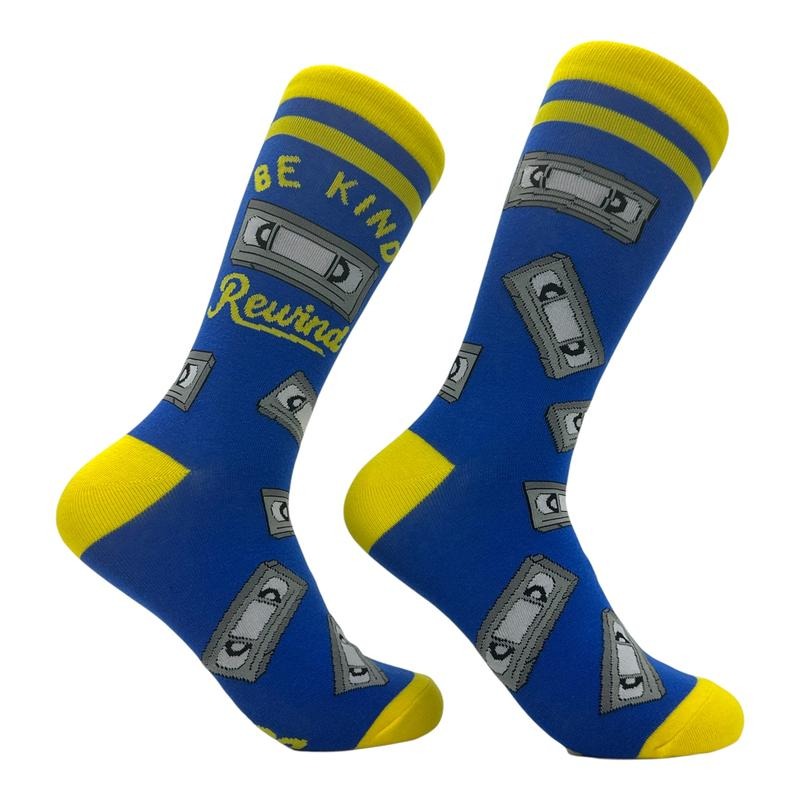 Women's Be Kind Rewind Socks Funny Sarcastic Retro VHS Graphic Novelty Footwear for Ladies Funny Graphic Socks...
