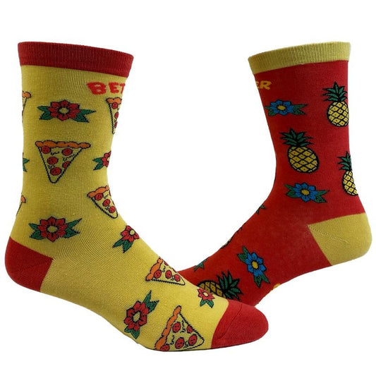 Women's Better Together Hawaiian Pizza Socks Funny Pineapple And Pizza Graphic Novelty Footwear Funny Graphic Socks Comfortable Fitted Spandex Cottonstyle{n002}2