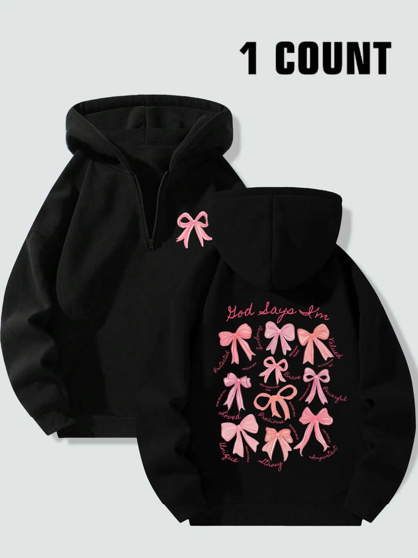 Women's Bow & Letter Print Hoodie, Casual Long Sleeve Hooded Sweatshirt for Spring, Ladies Clothes for Daily Wear T-Shirts