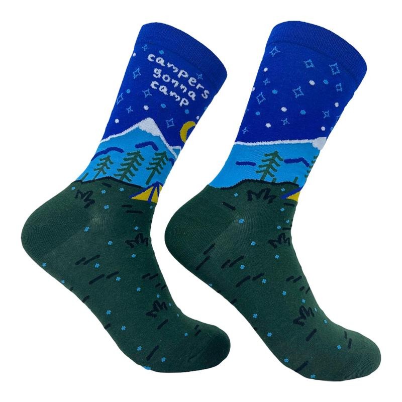 Women's Campers Gonna Camp Socks Funny Cute Nature Footwear Funny Graphic Socks Comfortable Fitted Spandex Cotton...