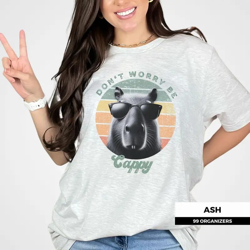 Women's Capybara Retro Shirt, Capybara Gift Tee Cotton Top Hoodie, Sweatshirt | DripVista.com