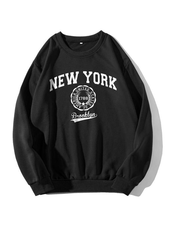 Women's Cartoon Graphic Print Round Neck Sweatshirt, Casual Drop Shoulder Long Sleeve Pullover, Ladies Fall & Winter...