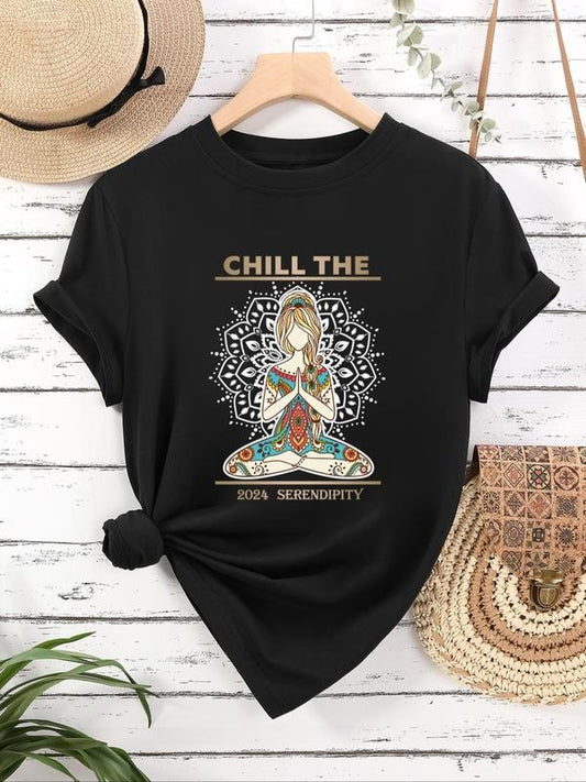 Women's Cartoon Graphic Print Round Neck Tee, Fashion Casual Short Sleeve T-shirt for Daily Wear, Ladies Summer Clothesstyle{n002}3