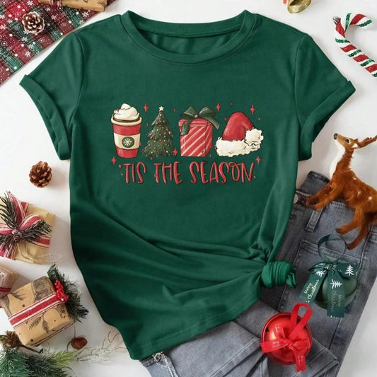 Women's Cartoon Graphic Print Round Neck Tee, Fashion Casual Short Sleeve T-shirt, Ladies Summer Clothes for Daily Wear