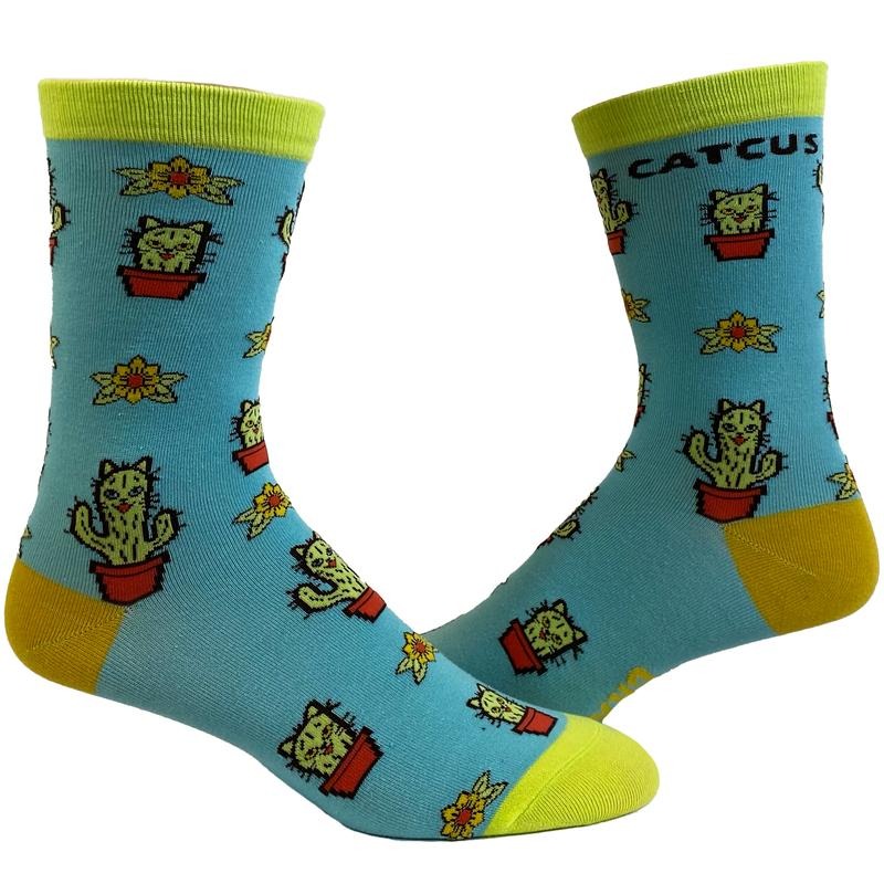 Women's Catcus Socks Funny Pet Cat Kitty Animal Lover Cactus Desert Graphic Novelty Footwear Funny Graphic Socks...