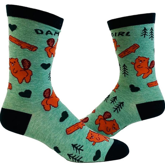 Women's Dam Girl Socks Funny Damn It Beaver Dam Novelty Saying Quote Footwear Funny Graphic Socks Comfortable Fitted Spandex Cotton