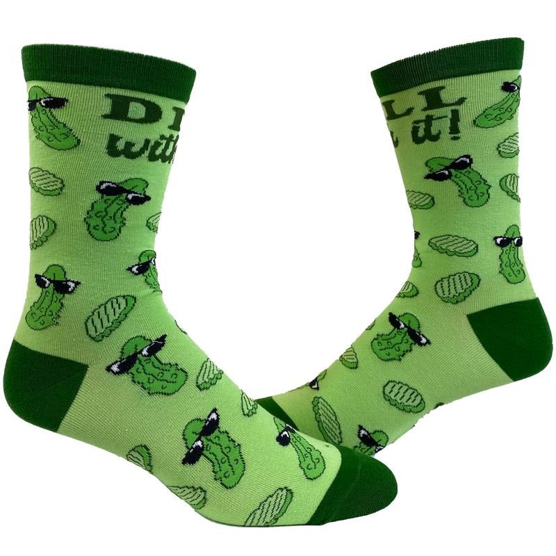 Women's Dill With It Socks Funny Pickles Deal With It Funny Vegetables Graphic Novelty Footwear Funny Graphic Socks...
