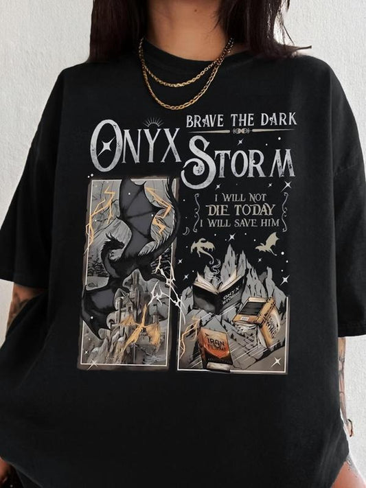 Women's Dragon & Book Print Round Neck Graphic Tee, Fashion Casual Short Sleeve T-shirt for Daily Wear, Ladies Summer Clothes