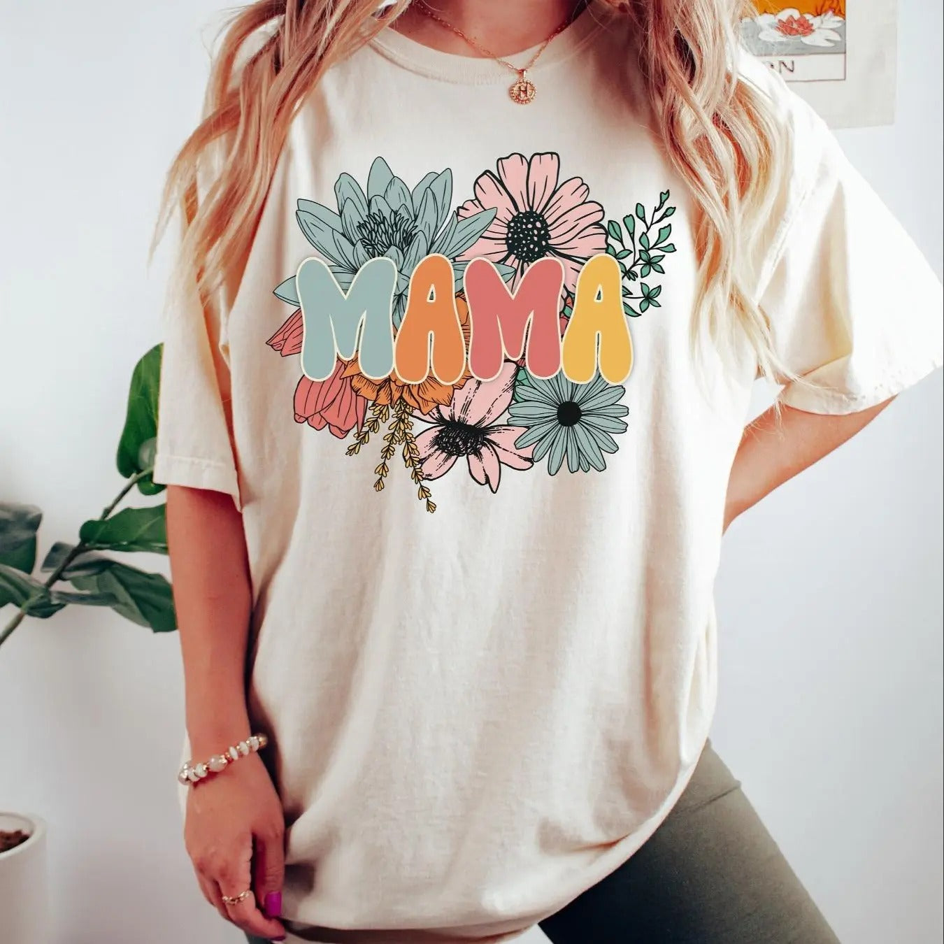 Women's Floral & Letter Print Drop Shoulder Tee, Casual Half Sleeve Round Neck T-Shirt for Summer, Women's Top for Daily...