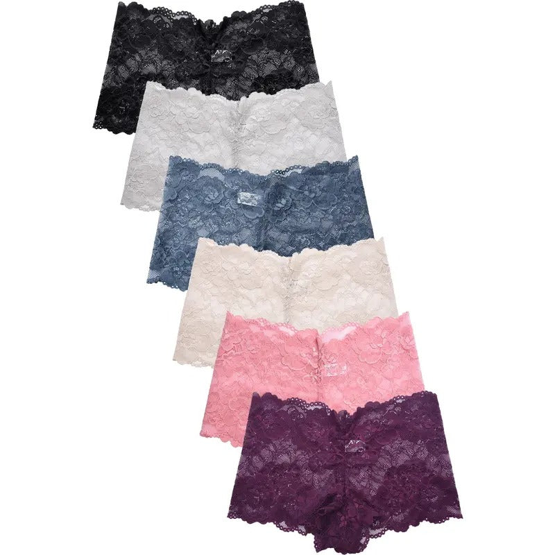 Women's Floral Lace Panties Boyshort Multicolor Trim Scallop 6-Pack T-Shirts, Hoodie, Sweatshirt | DripVista.com