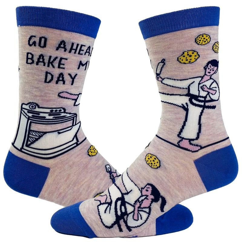 Women's Go Ahead Bake My Day Socks Funny Karate Baking Cookies Kitchen Novelty Footwear Funny Graphic Socks Comfortable...