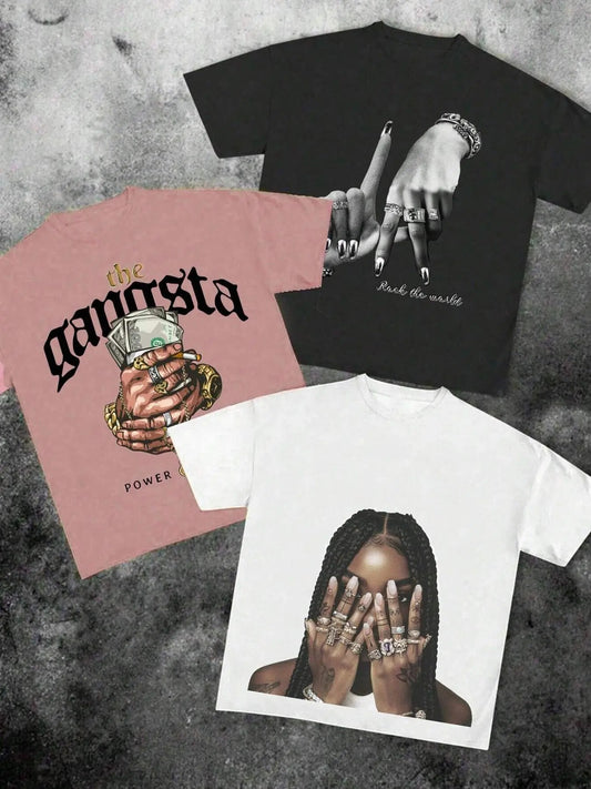 Women's Graphic Letter Print Round Neck Tee, Fashion Casual Crew Neck T-shirt for Daily Holiday Vacation Outdoor Wear, Ladies Clothes for Summer