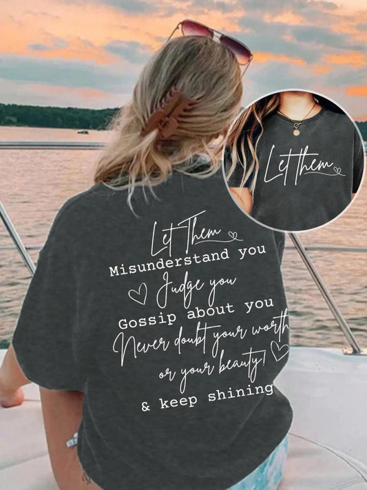 Women's Graphic Print Round Neck Tee, Trendy Casual Crew Neck Short Sleeve T-shirt for Daily Wear, Ladies Spring & Fall Outfit