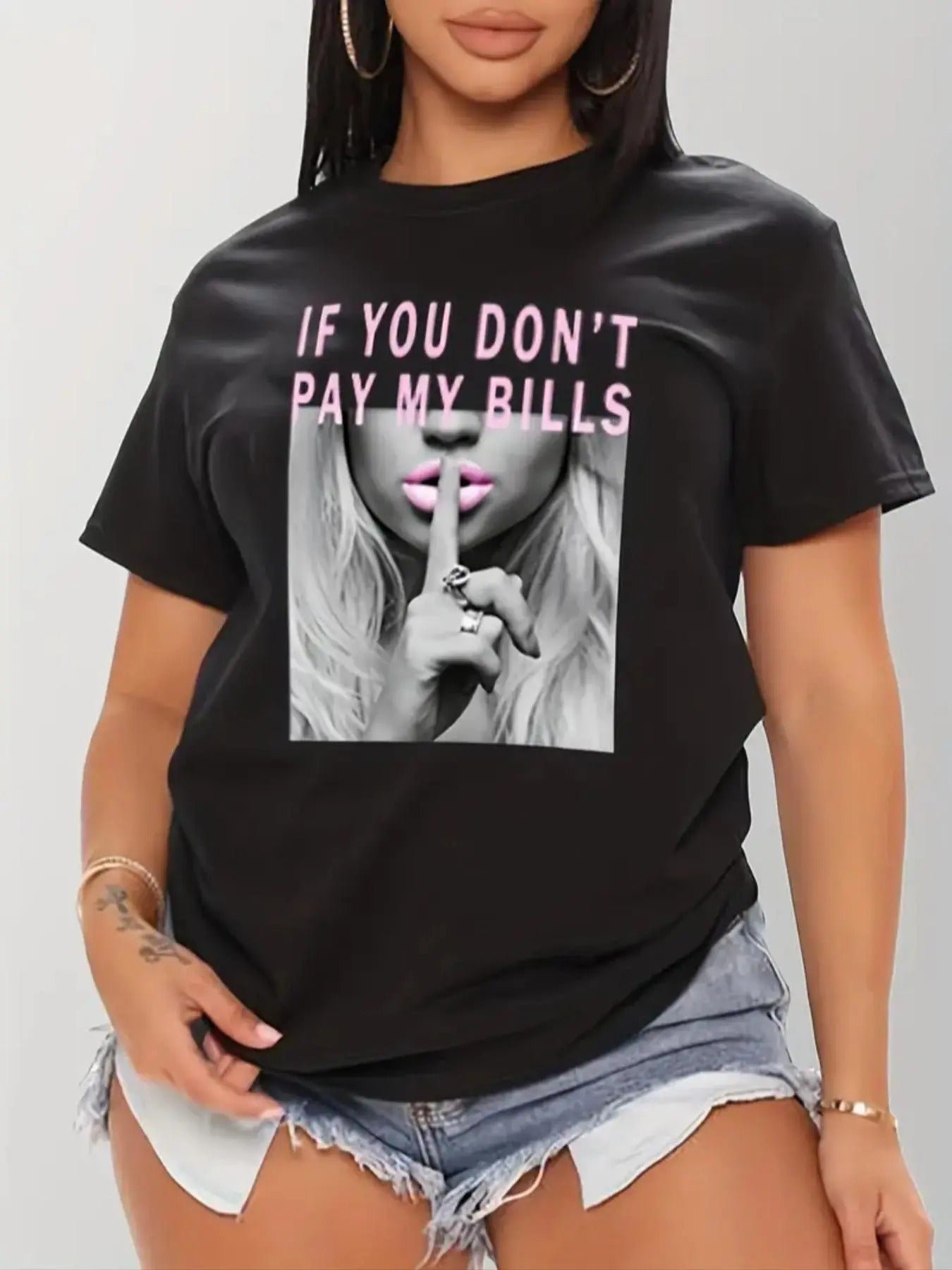 Women's Graphic Round Neck Tee, Summer Clothes Women, Fitted Casual Breathable Comfy Short Sleeve Top Daily Wear, Streetwear, Polyester  Graphic Tees, Women's Tops