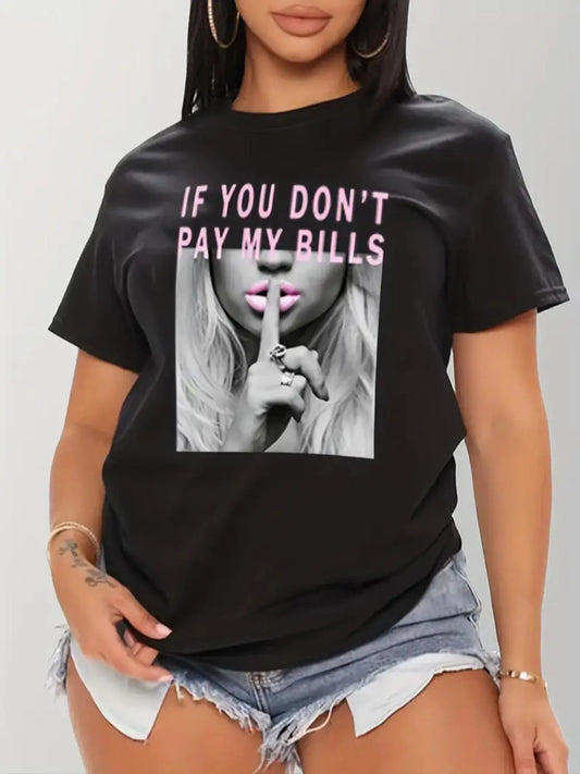 Women's Graphic Round Neck Tee, Summer Clothes Women, Fitted Casual Breathable Comfy Short Sleeve Top Daily Wear, Streetwear, Polyester  Graphic Tees, Women's Tops