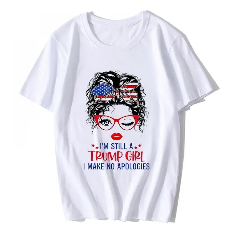 Women's Graphic Tee Tshirt I'm Still a Trump Girl Fun Saying Short Sleeve O-Neck Top White Large Graphic Tee Tops...