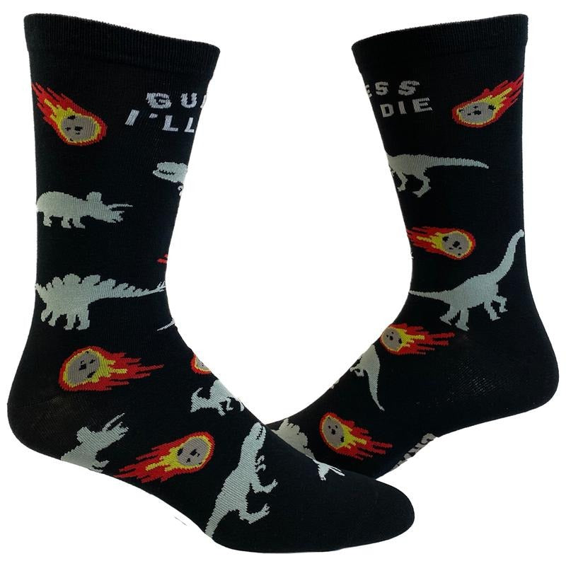 Women's Guess I'll Die Socks Funny Dinosaur Extinction Meteor Graphic Novelty Footwear Funny Graphic Socks Comfortable...