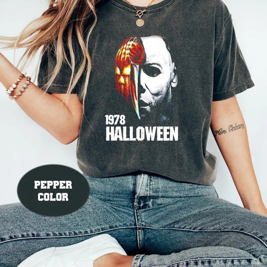 Michael Myers Shirt Men's/Women's Halloween Comfort Colors Shirt, Horror Movie Shirts Halloween Scary Horror Slasher Movie Franchise Shirt Cotton Cotton
