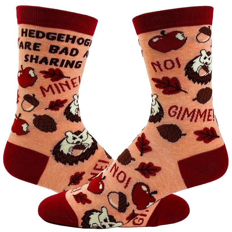Women's Hedgehogs Are Bad At Sharing Socks Funny Fall Autumn Novelty Footwear Funny Graphic Socks Comfortable Fitted...
